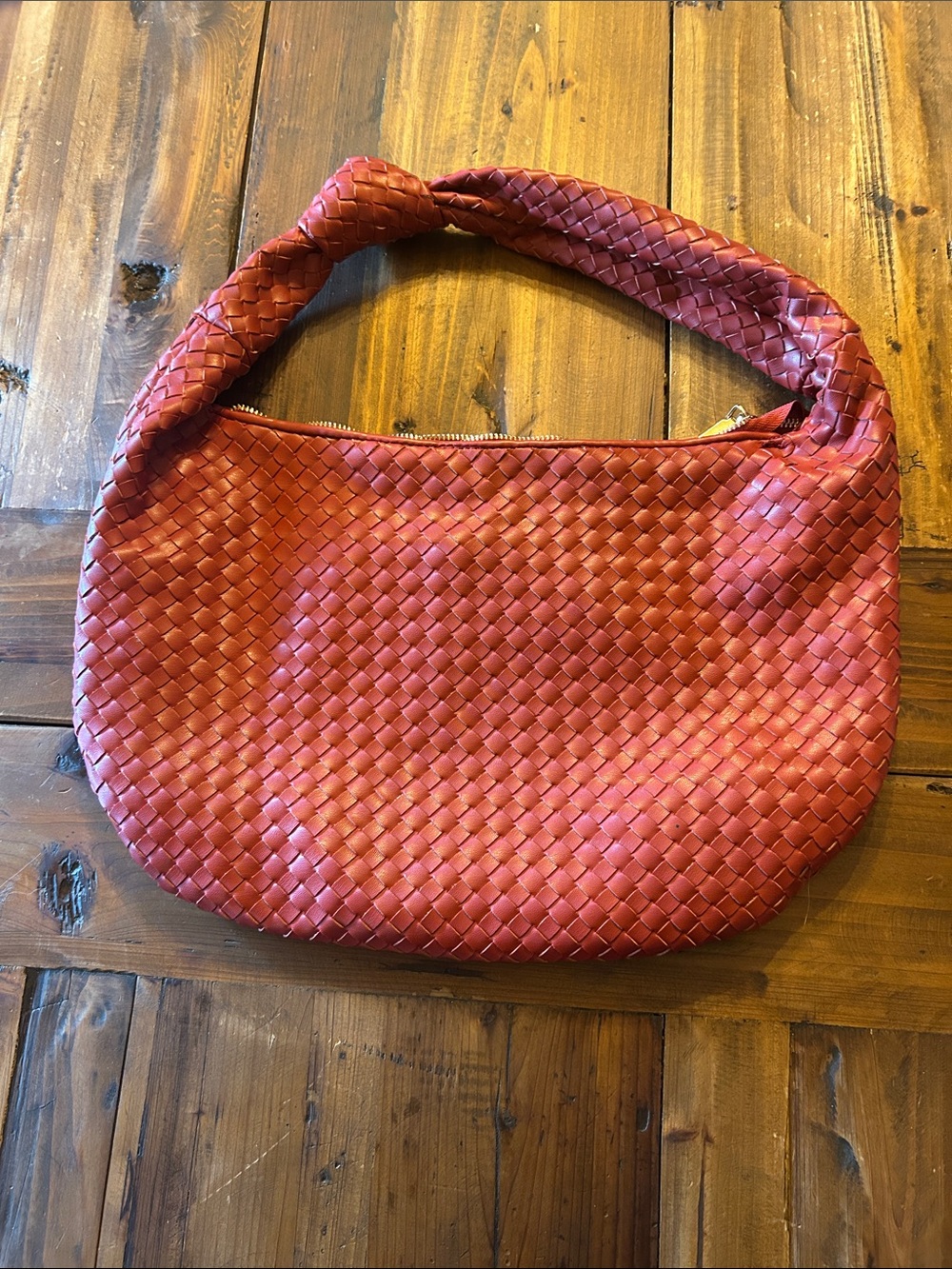 MELIE BIANCO  Woven Shoulder Hobo Bag in Red